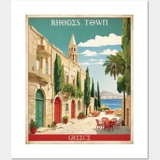 Rhodes Town Greece Tourism Vintage Poster Posters and Art